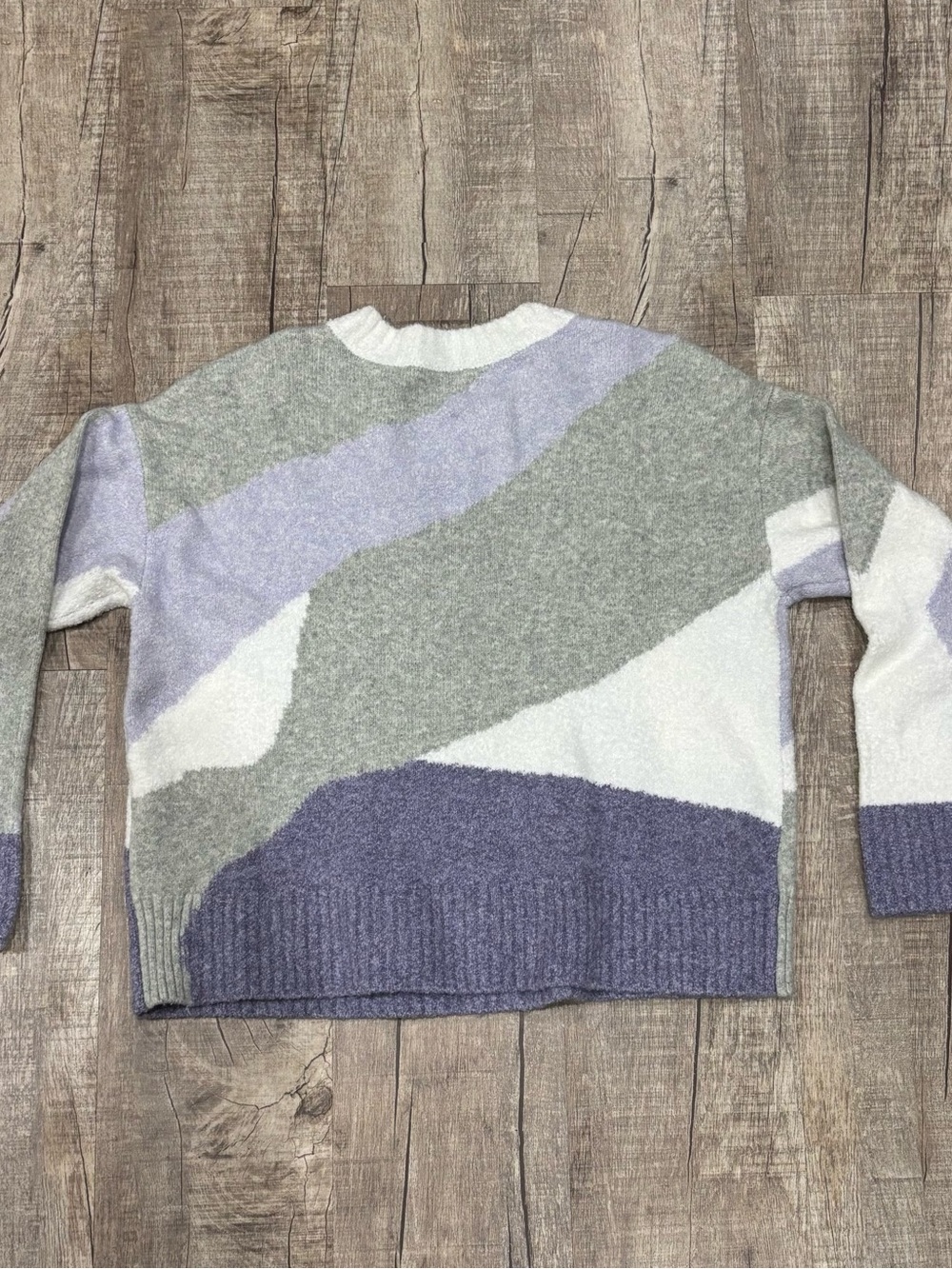 Lou and Grey Women's Crewneck Colorblock Sweater - Lavender, Grey White. Size S - Picture 2 of 7
